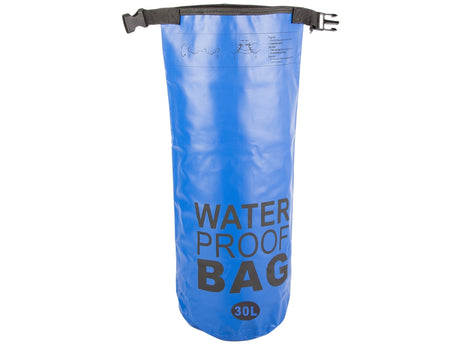 Vattentät dry bag 30 L blå 70x37 cm med rem roll-top