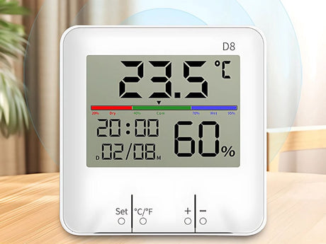 Väderstation inomhus med termometer/hygrometer klocka 9x9 cm