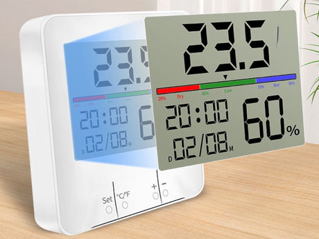 Väderstation inomhus med termometer/hygrometer klocka 9x9 cm