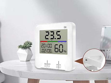 Väderstation inomhus med termometer/hygrometer klocka 9x9 cm