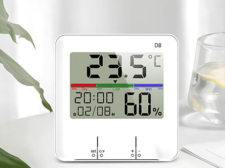 Väderstation inomhus med termometer/hygrometer klocka 9x9 cm