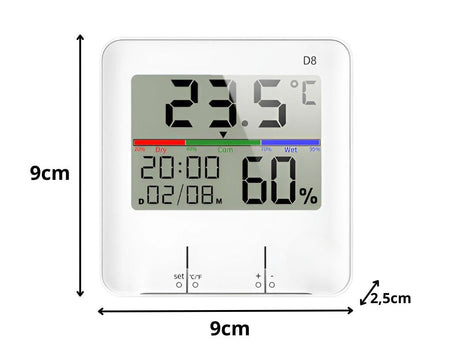 Väderstation inomhus med termometer/hygrometer klocka 9x9 cm