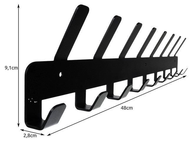 Vägghängare med 17 krokar svart pulverlackerat stål 48 cm