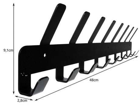 Vägghängare med 17 krokar svart pulverlackerat stål 48 cm
