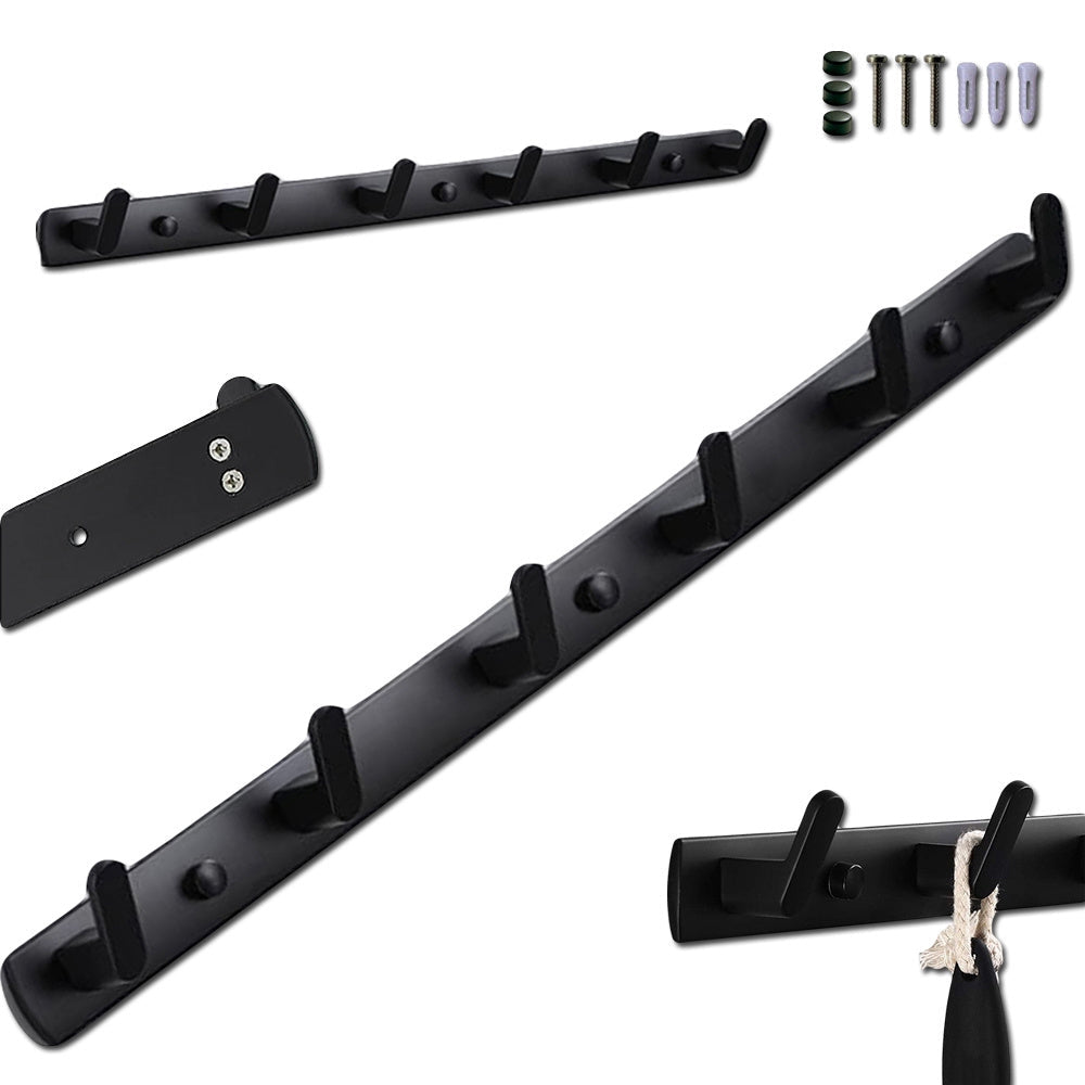Väggmonterad klädhängare 6 krokar metall svart 54,5 cm