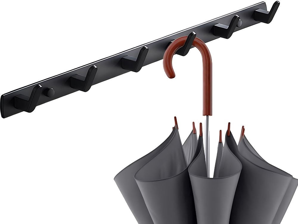 Väggmonterad klädhängare 6 krokar metall svart 54,5 cm