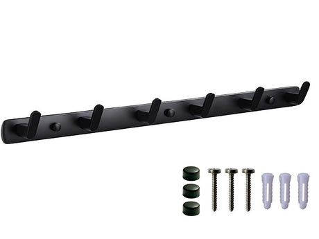 Väggmonterad klädhängare 6 krokar metall svart 54,5 cm
