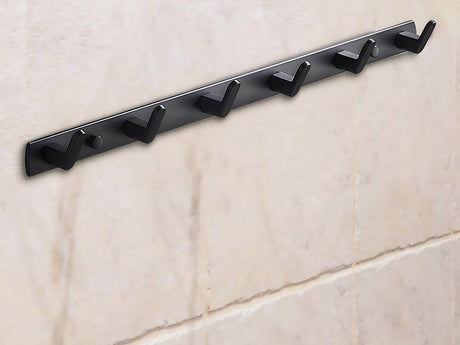 Väggmonterad klädhängare 6 krokar metall svart 54,5 cm