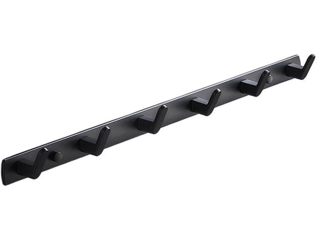 Väggmonterad klädhängare 6 krokar metall svart 54,5 cm