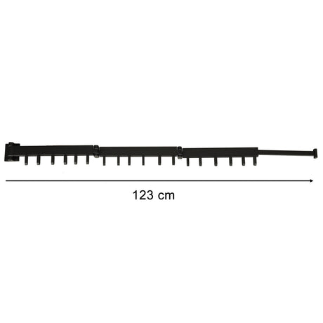 Väggmonterad klädhängare torkställning 18 krokar aluminium svart 123 cm