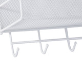 Väggorganiser metall 2 hyllor + 2 självhäftande krokar vit 42 cm