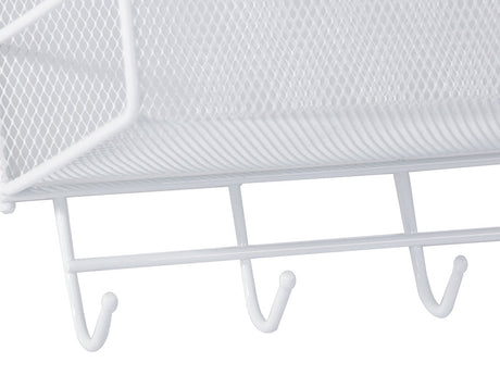 Väggorganiser metall 2 hyllor + 2 självhäftande krokar vit 42 cm