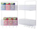 Väggorganiser metall 2 hyllor + 2 självhäftande krokar vit 42 cm