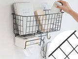 Väggorganiser metall med hylla, näsduksfack och 3 krokar 21x38 cm