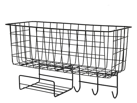 Väggorganiser metall med hylla, näsduksfack och 3 krokar 21x38 cm