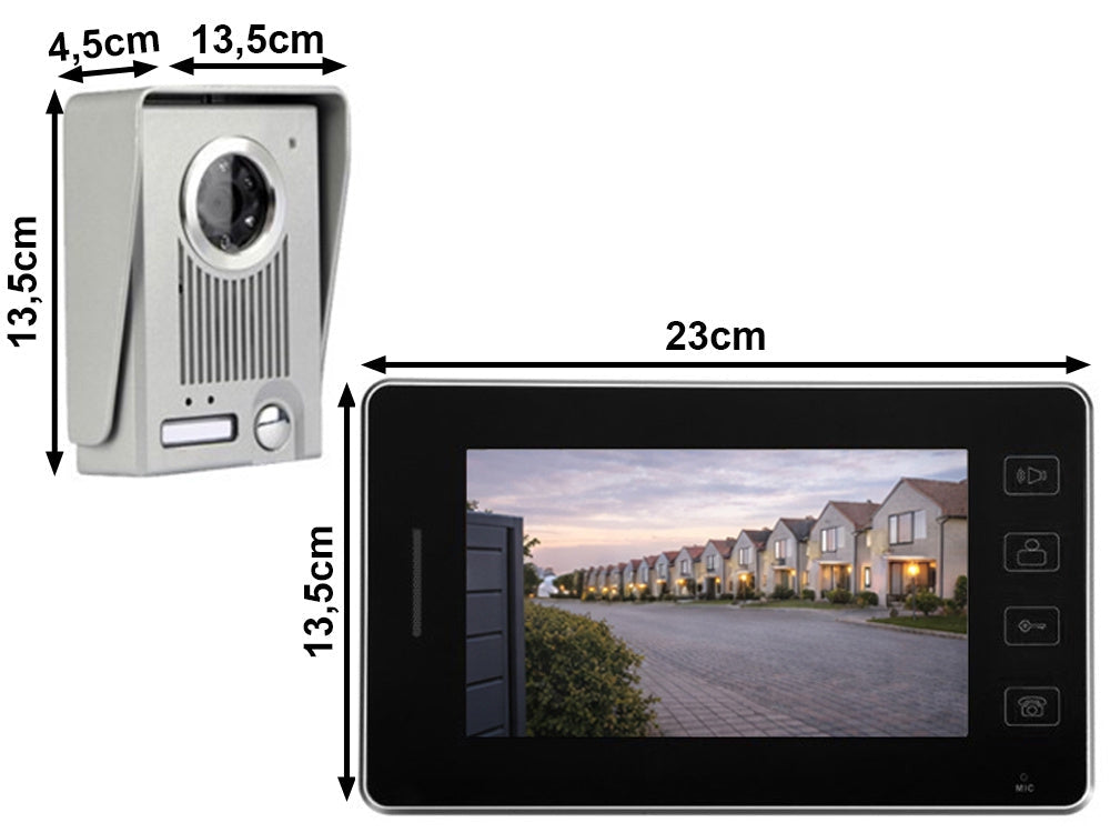 Videoporttelefon med monitor 500 TVL 90° nattläge 10 m kabel 220 V