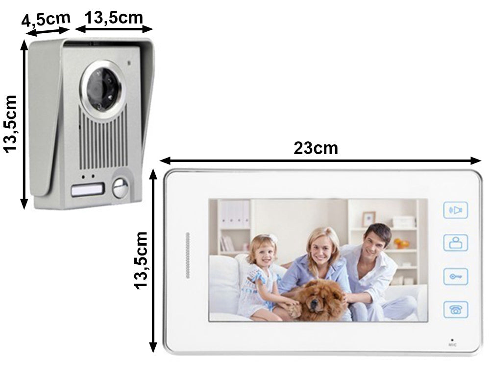 Videoporttelefon med monitor trådbunden 500 TVL 90° 10 m kabel