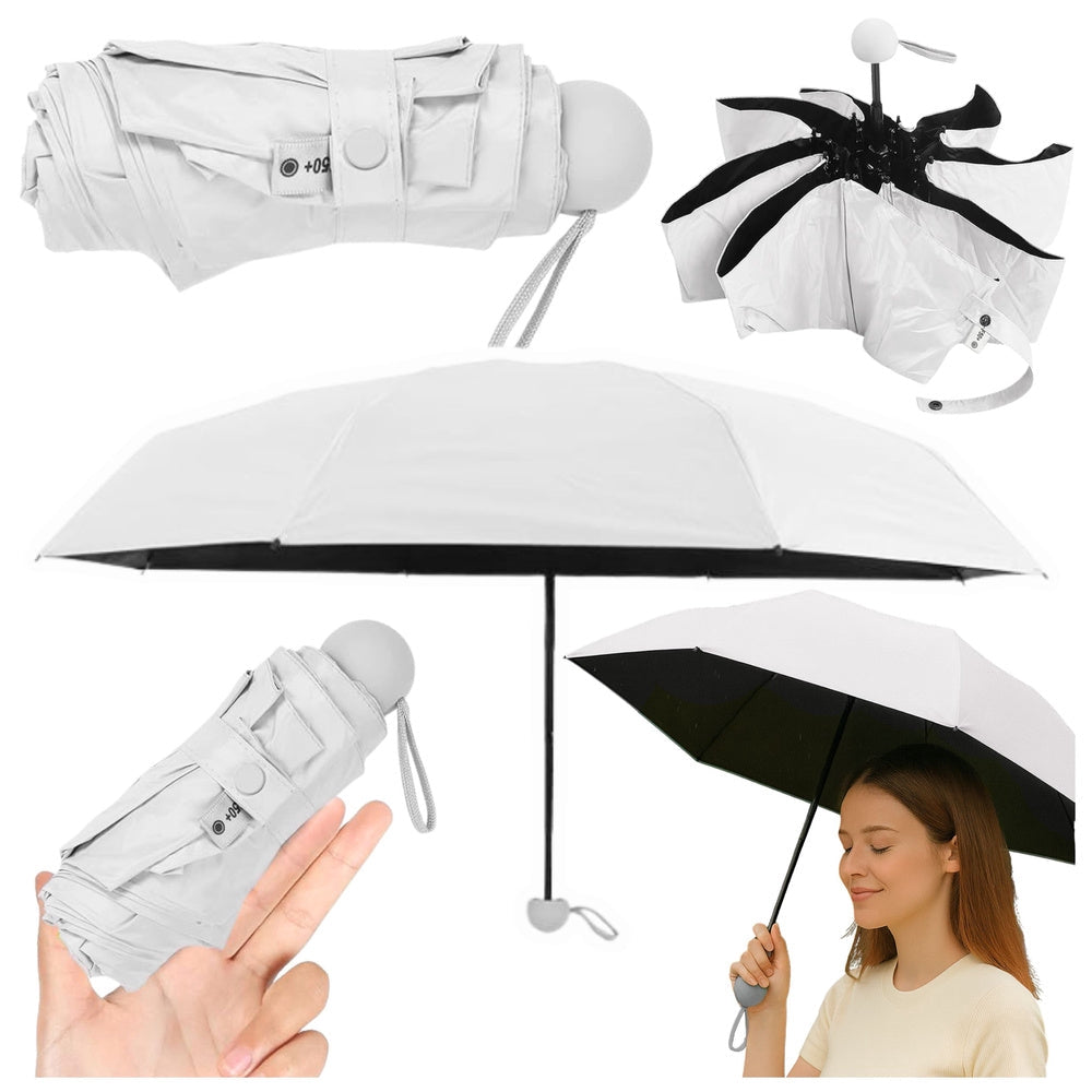 Vikbart UV-paraply UPF 50+ 90 cm grå med fodral