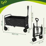 Vikbar trädgårdsvagn 90L 100 kg 4 hjul 360° svängbara svart