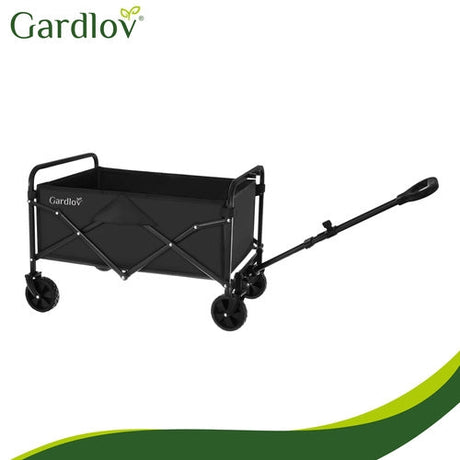 Vikbar trädgårdsvagn 90L 100 kg 4 hjul 360° svängbara svart