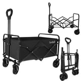 Vikbar trädgårdsvagn 90L 100 kg 4 hjul 360° svängbara svart