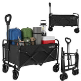 Vikbar trädgårdsvagn 90L 100 kg 4 hjul 360° svängbara svart