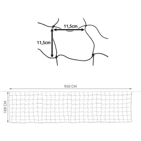 Volleyball- och badmintonnät 9,5x1 m med rep och väska