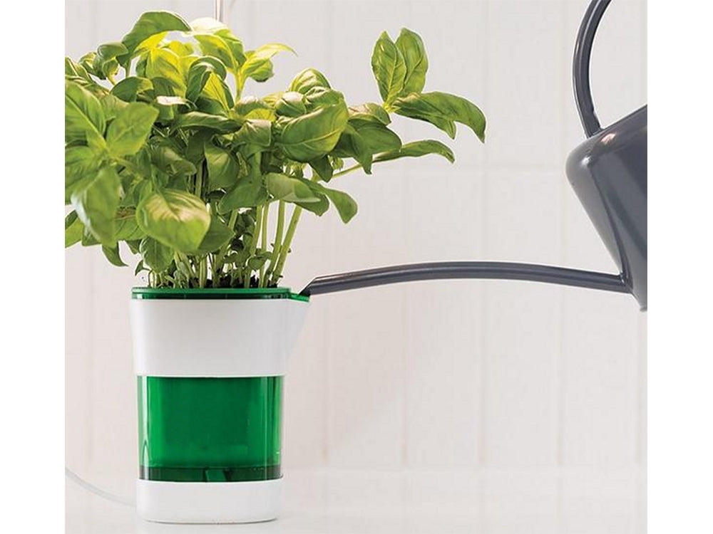 Växtlampa med självbevattnande kruka LED fullspektrum USB vit