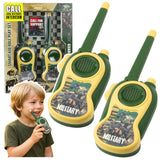 Walkie talkies för barn 2-pack militärtema 300 m räckvidd AA-batteri