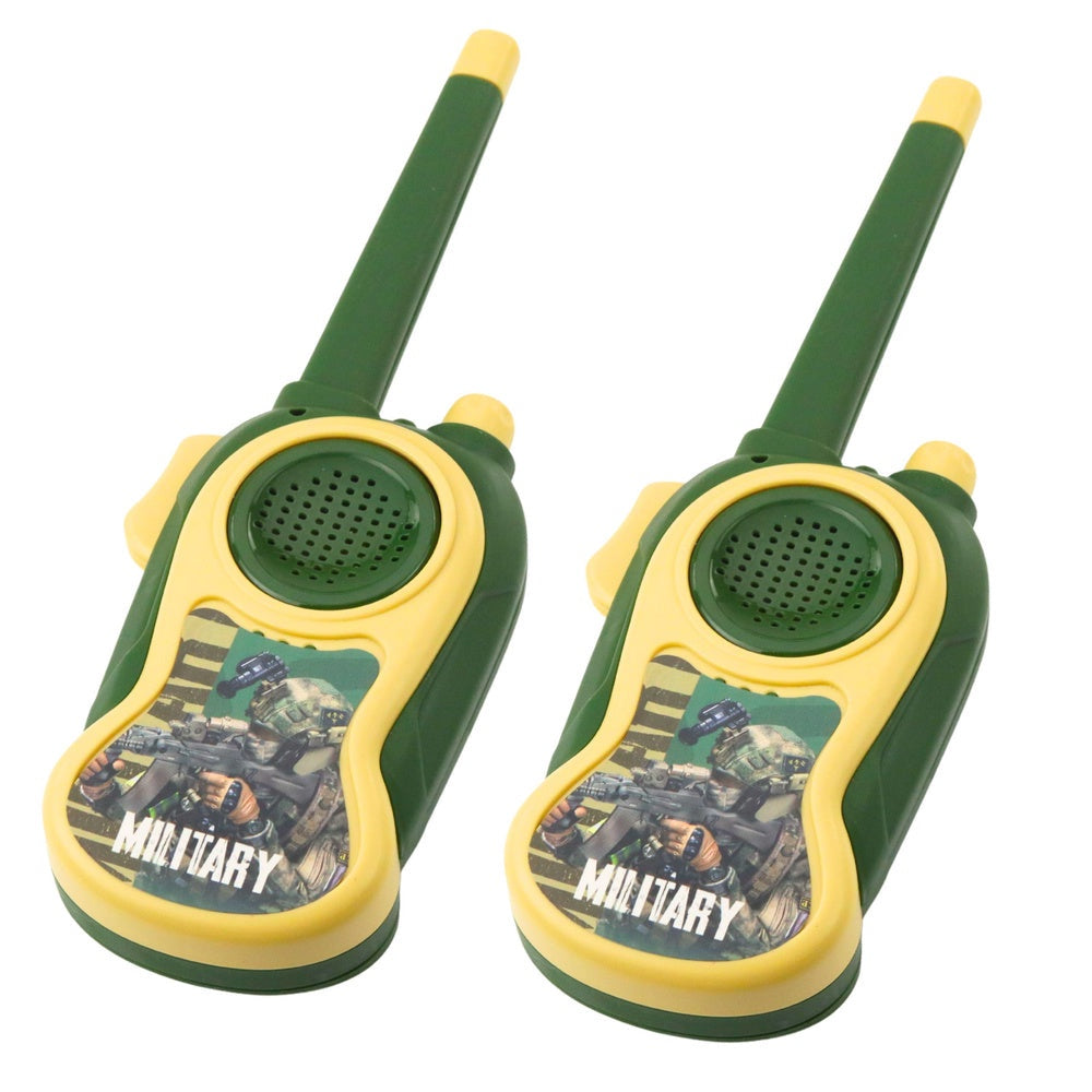 Walkie talkies för barn 2-pack militärtema 300 m räckvidd AA-batteri