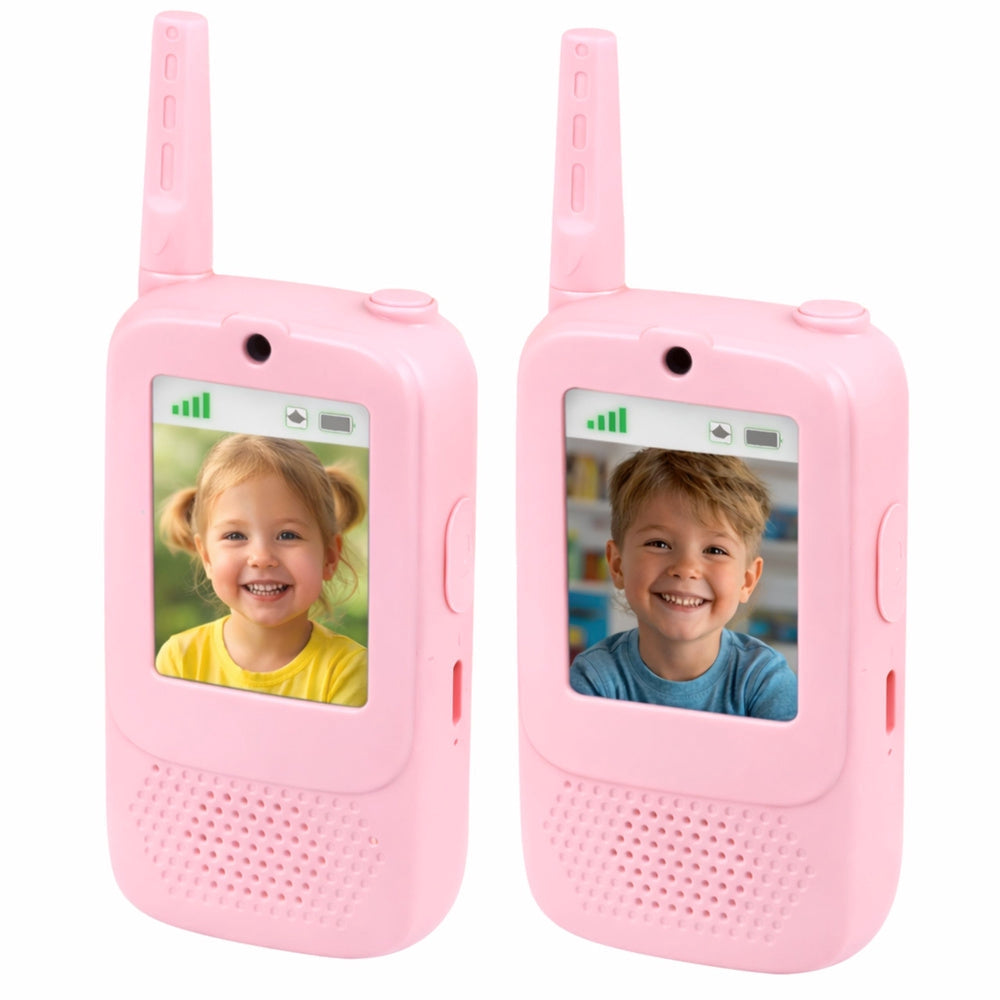 Walkie-talkies för barn med videochatt 300 m USB-C blå 2-pack