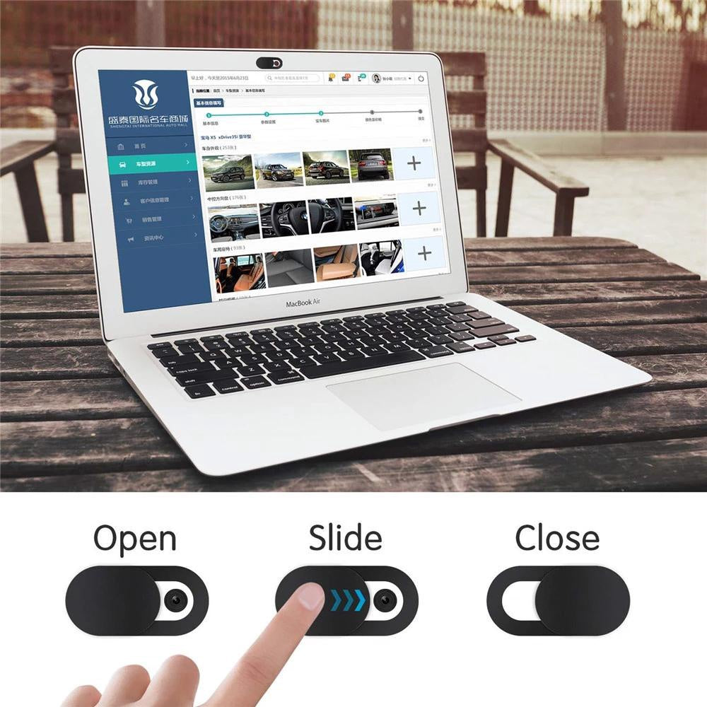 Webbkameraskydd med slide-funktion 3-pack svart för laptop/mobil/surfplatta