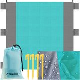 XXL strand- och picknickfilt 208x208 cm vattentålig polyester grå-blå