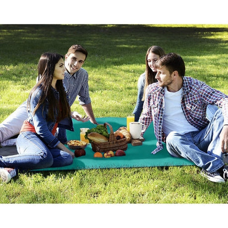 XXL strand- och picknickfilt 208x208 cm vattentålig polyester grå-blå