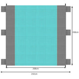 XXL strand- och picknickfilt 208x208 cm vattentålig polyester grå-blå