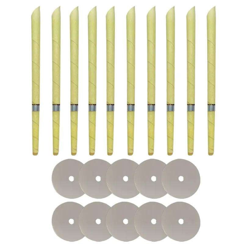 Öronljus i bivax 10-pack 23,5 cm med tillbehör och skyddsskiva