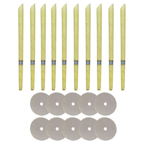 Öronljus i bivax 10-pack 23,5 cm med tillbehör och skyddsskiva