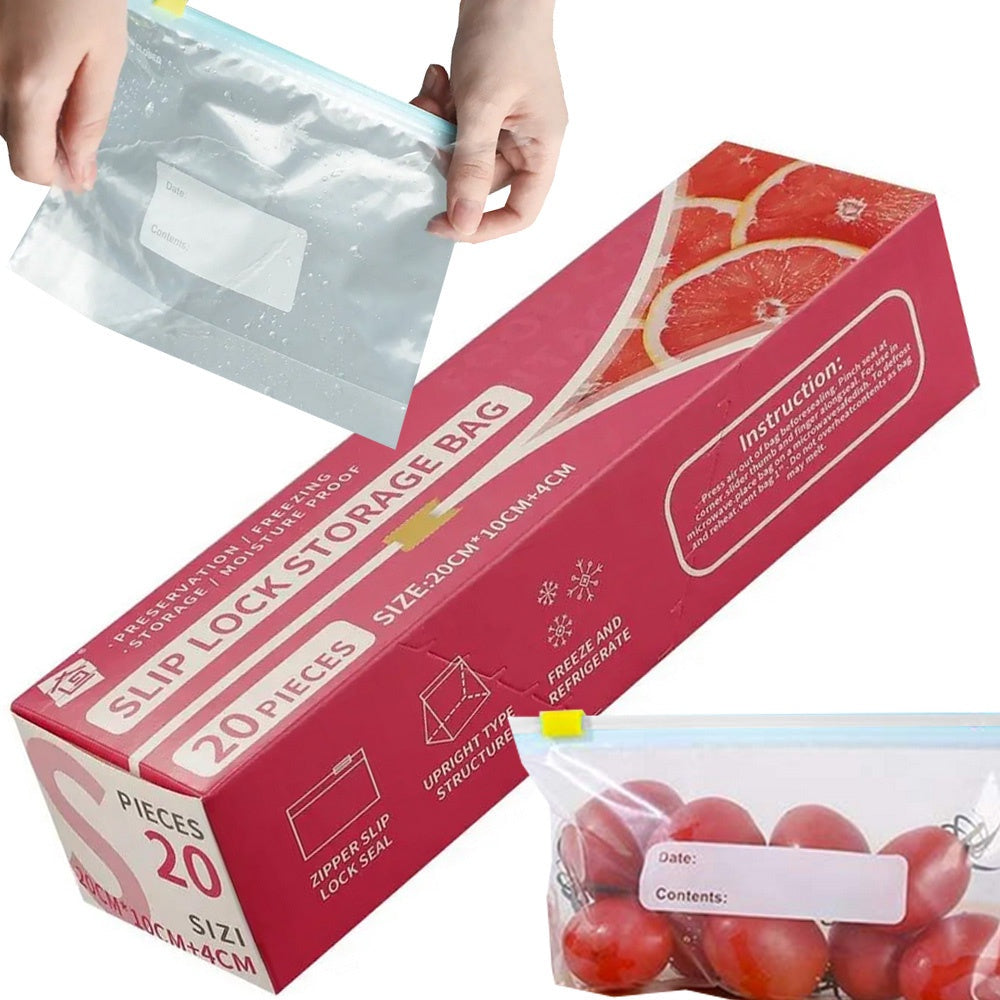 Återanvändbara förvaringspåsar med zip 600 ml 20-pack PE