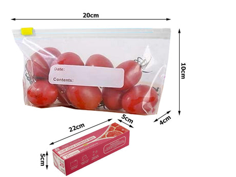 Återanvändbara förvaringspåsar med zip 600 ml 20-pack PE
