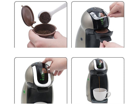 Återanvändbara kaffekapslar för Dolce Gusto 3-pack + måttkopp/borste