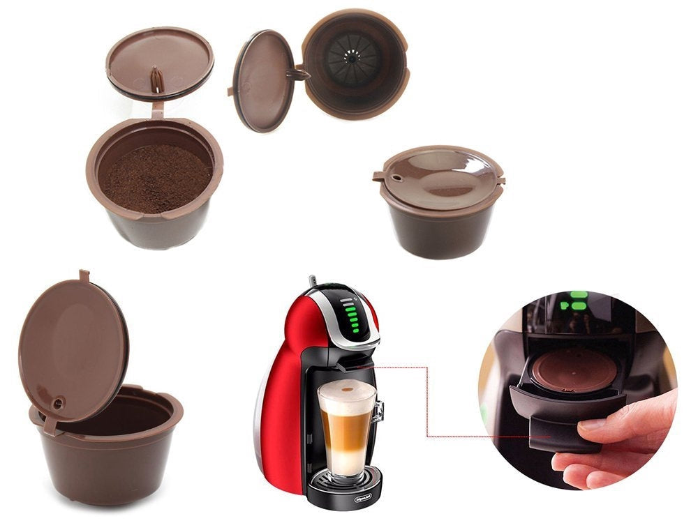 Återanvändbara kaffekapslar för Dolce Gusto 3-pack + måttkopp/borste