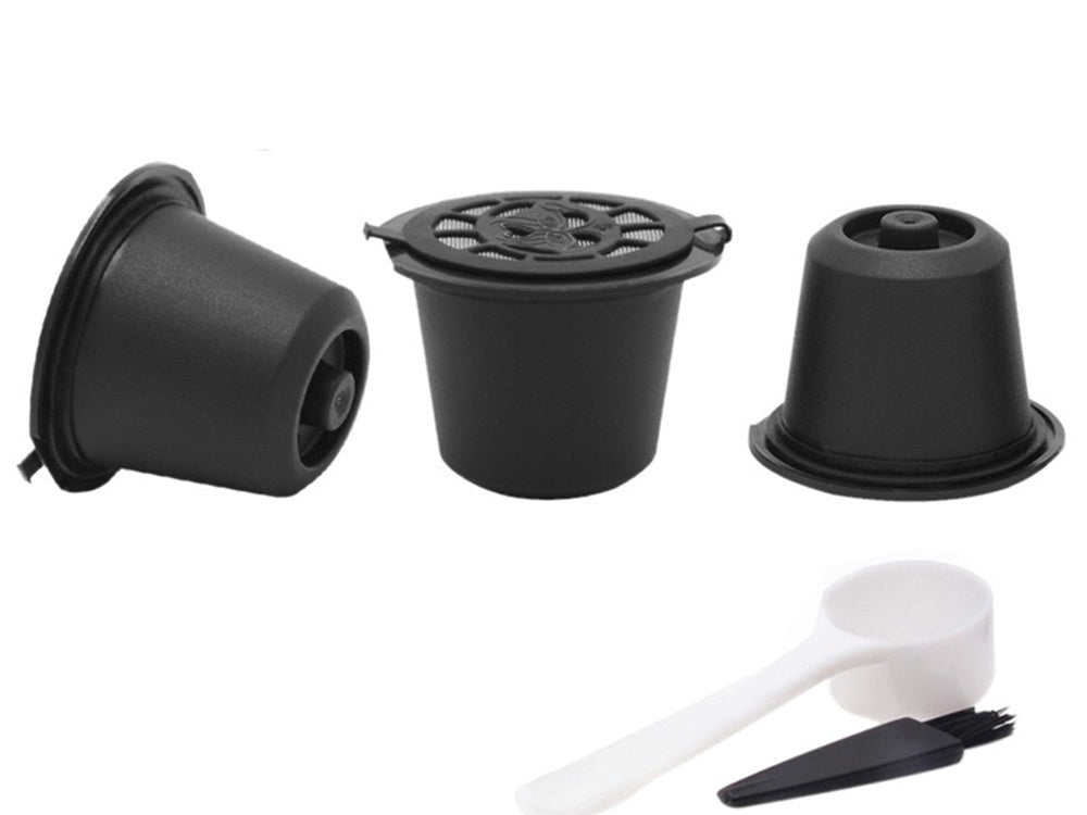 Återanvändbara kaffekapslar för Nespresso 5-pack med måttkopp/borste