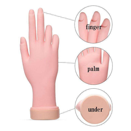 Övningshand för nagelträning i silikon 24,5 cm beige