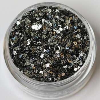 Nagelglitter - Hexagon - Tvåfärgad svart/silver - 8ml - Glitter