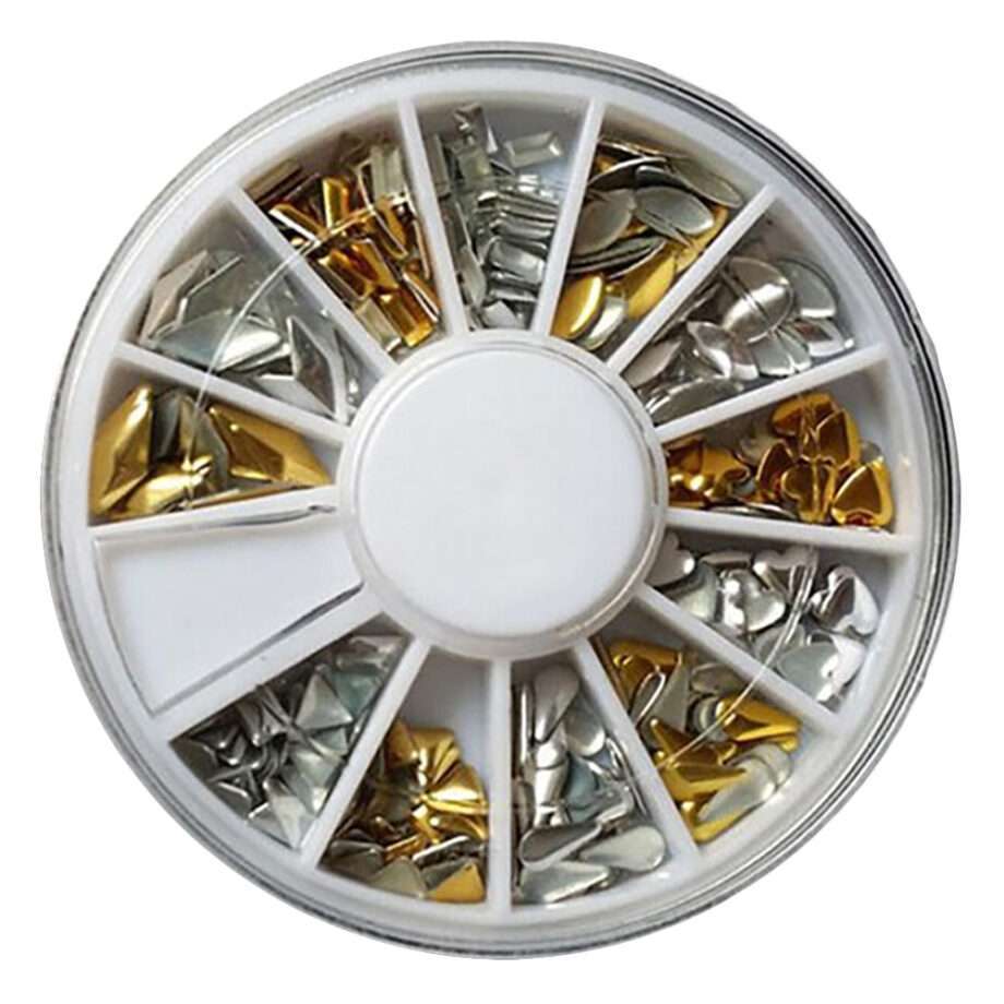 Metall dekorationer/nitar i guld och silver rhinestone hjul