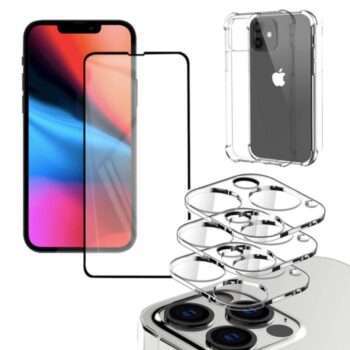 Iphone 13 PRO [5-PACK] Linsskydd, Härdat glas, Silkon Skal