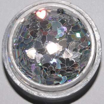Nagelglitter - Hjärtan - Silver - 8ml - Glitter