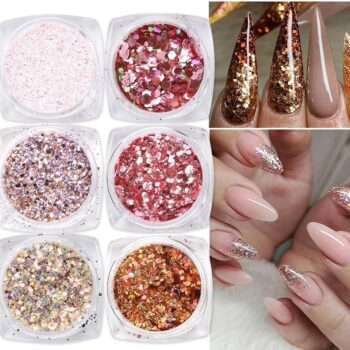 6st nagelglitter glitter , Nageldekorationer