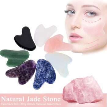 Natural Gua Sha Jade Rose Quartz Stone Face Board Tool -