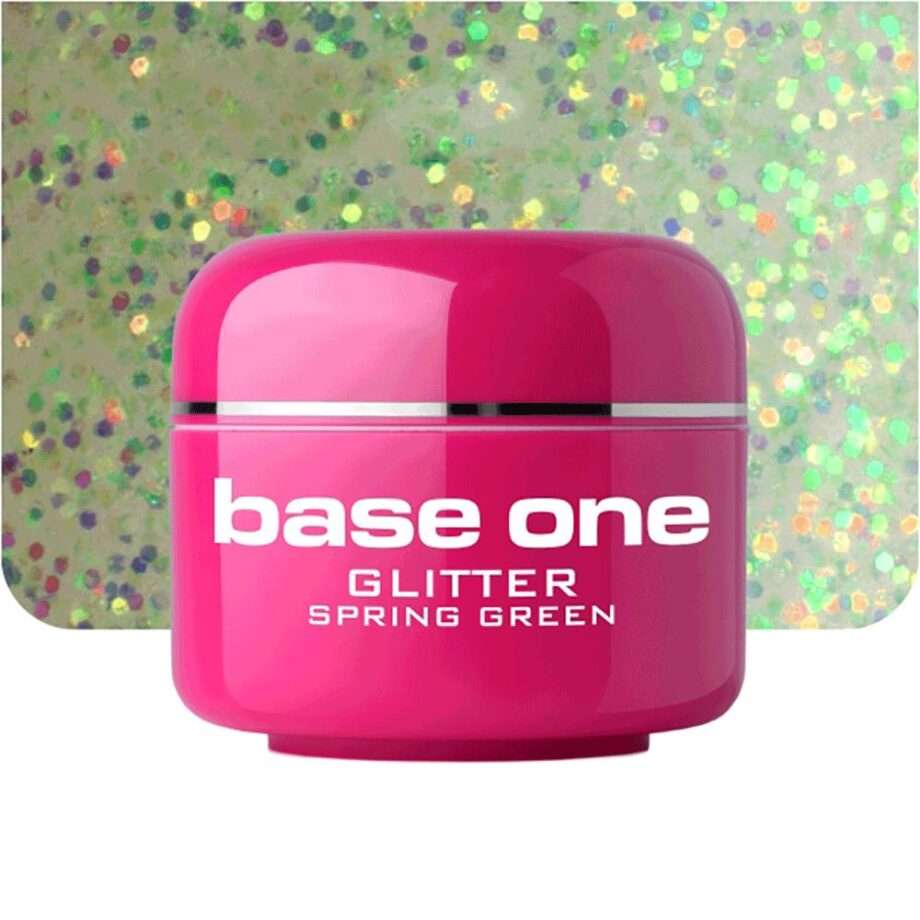 Base one - Glitter - Spring green 5g UV-gel